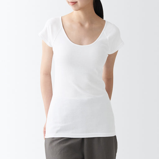 Women's Organic Cotton Rib French Sleeve Shirt 2-Pack MUJI