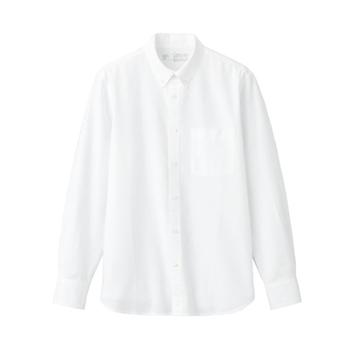 Men's Washed Oxford Collared Long Sleeve Button Down Shirt White MUJI