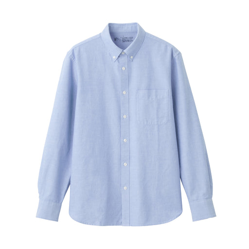Men's Washed Oxford Collared Long Sleeve Button Down Shirt Saxe Blue MUJI