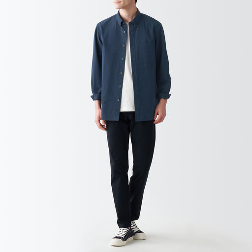 Men's Washed Oxford Collared Long Sleeve Button Down Shirt MUJI