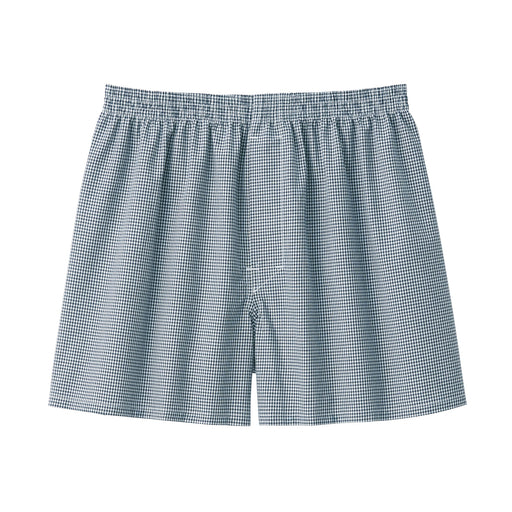 Broadcloth Front Open Trunks Dark Navy Check MUJI