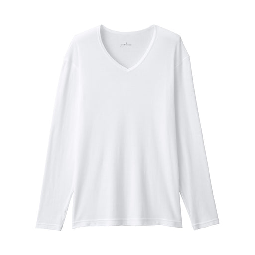 Warm Cotton V-Neck T-Shirt White MUJI