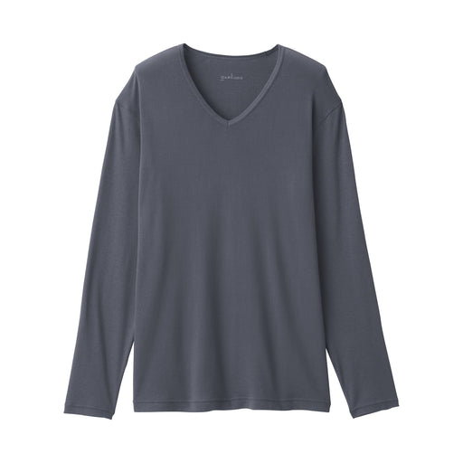 Warm Cotton V-Neck T-Shirt Dark Gray MUJI