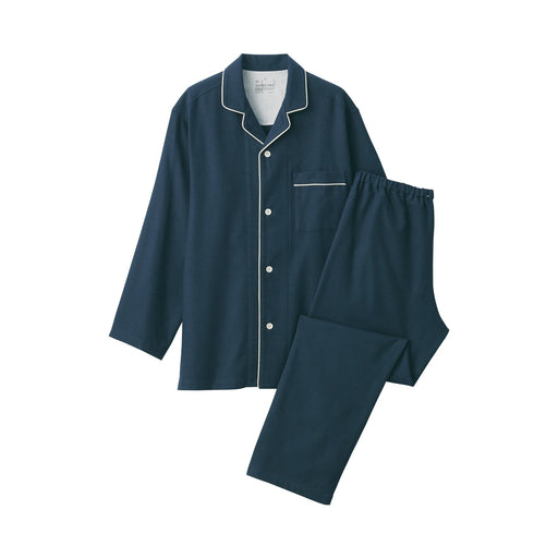 Side Seamless Flannel Pajamas Navy MUJI