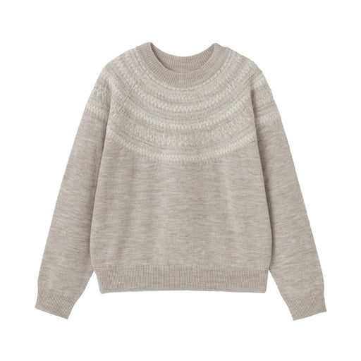 Andes Wool Blend Jacquard Sweater Oatmeal Pattern MUJI