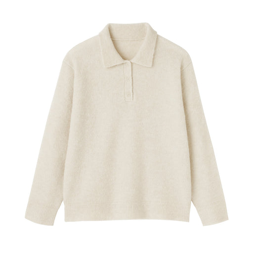 Wool Boucle Polo Sweater Oatmeal MUJI