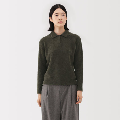 Wool Boucle Polo Sweater MUJI
