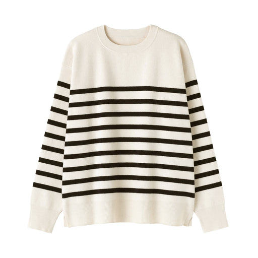 Milano Rib Crewneck Sweater Off White Stripe MUJI