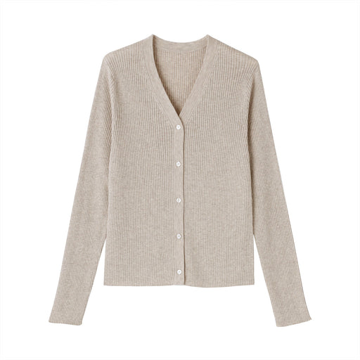 Lyocell Blend V-Neck Cardigan Oatmeal MUJI
