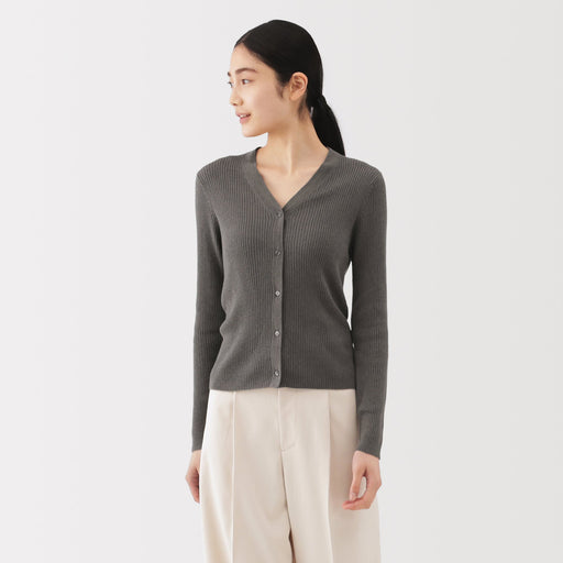 Lyocell Blend V-Neck Cardigan MUJI