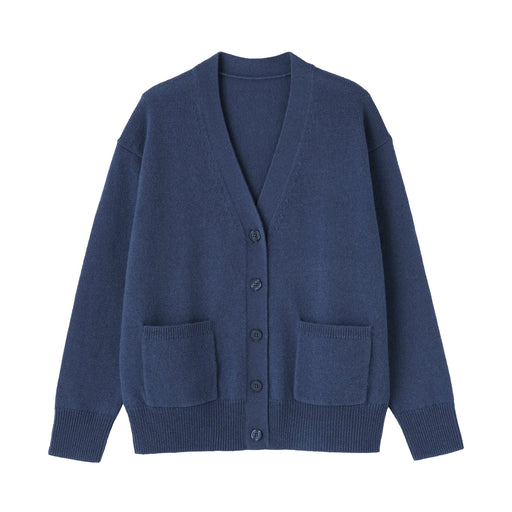 Wool V-Neck Cardigan Blue MUJI