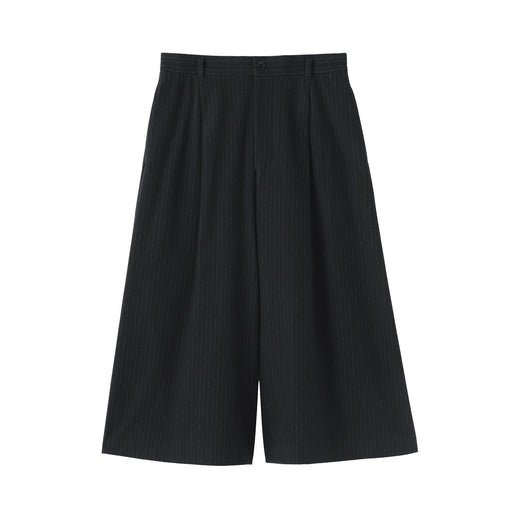 Brushed Cropped Pants Navy Stripe MUJI