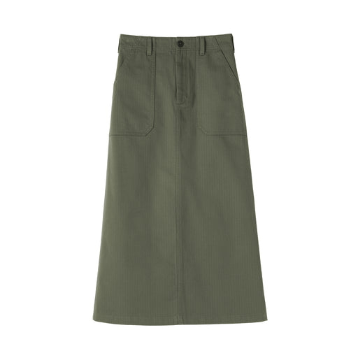 Herringbone Baker Skirt Khaki Green MUJI