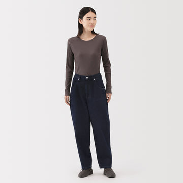 Kapok Blend Denim Barrel Pants MUJI
