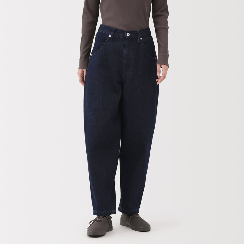 Kapok Blend Denim Barrel Pants MUJI