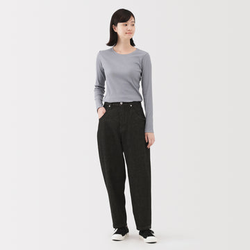Kapok Blend Denim Barrel Pants MUJI
