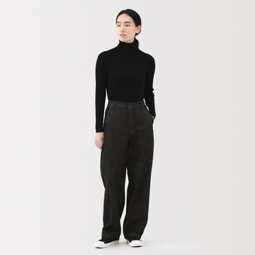 Kapok Blend Denim Wide Tapered Pants MUJI