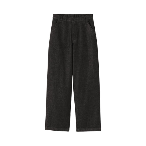 Kapok Blend Denim Wide Tapered Pants Black MUJI