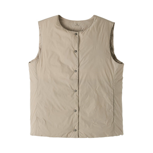 Lightweight Down Collarless Vest Light Beige MUJI