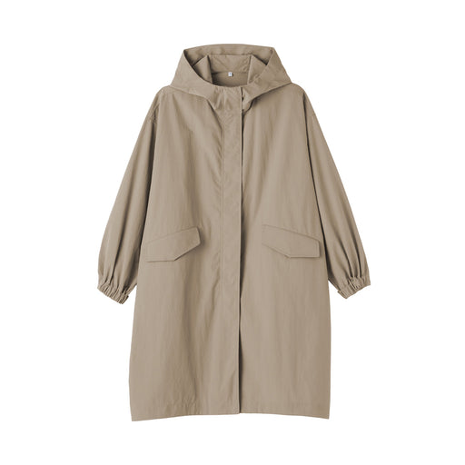 Water-Repellent Hooded Long Coat Grayish Brown MUJI