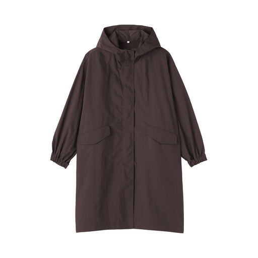 Water-Repellent Hooded Long Coat Dark Brown MUJI