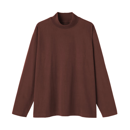 Brushed High Neck T-Shirt Burgundy MUJI