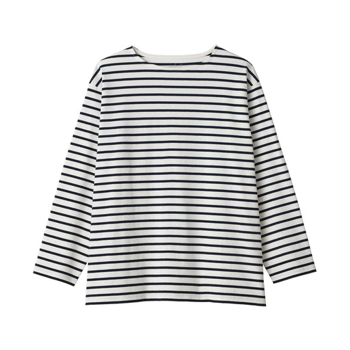 Heavyweight Boatneck T-Shirt Off White Stripe MUJI