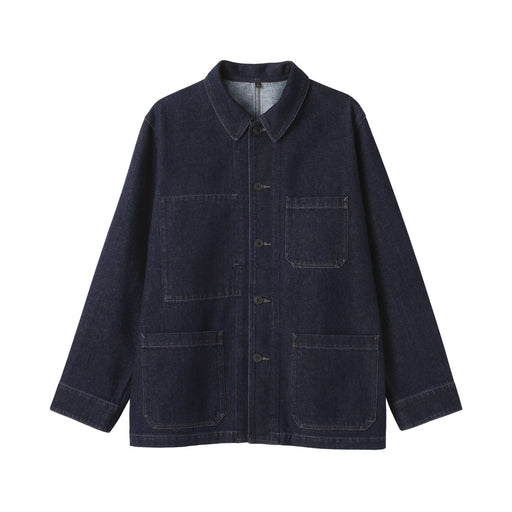 Kapok Blend Denim Coverall Jacket Dark Navy MUJI
