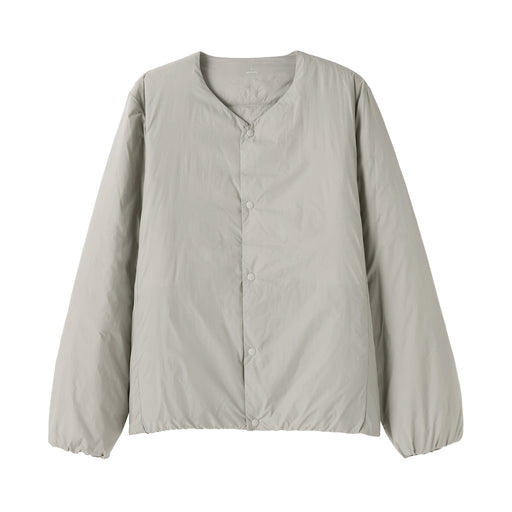Lightweight Down Collarless Jacket Light Silver Gray MUJI