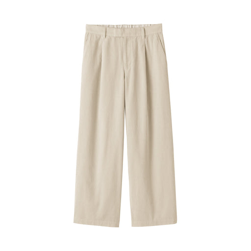 Kapok Blend Corduroy Wide Pants Ivory MUJI