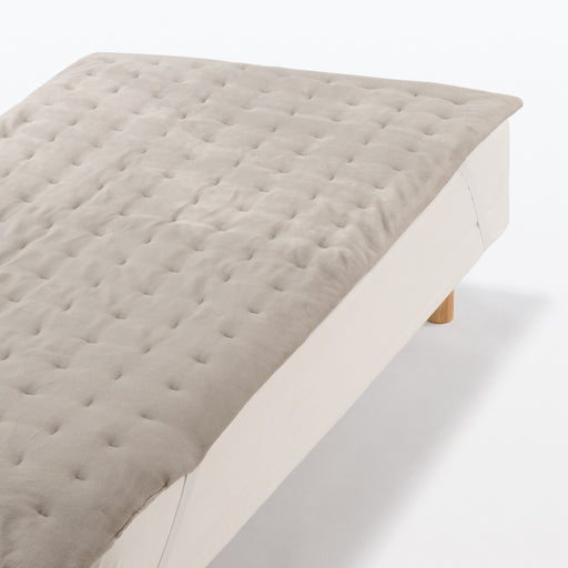 Recycled Polyester Quilted Bed Pad - Single Light Beige MUJI
