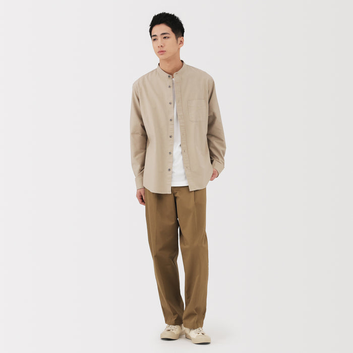 muji dress shirt Men's Washed Oxford Stand Collar Shirt
