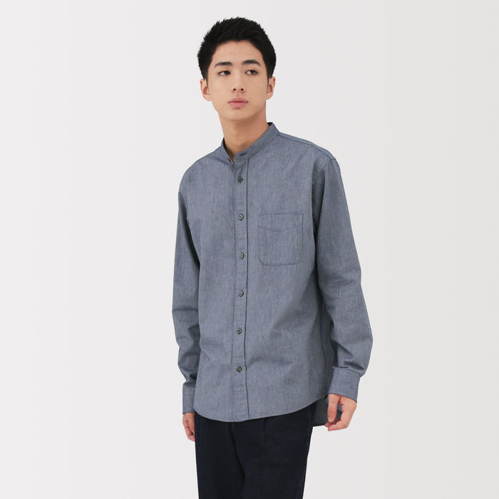 muji dress shirt Men's Washed Oxford Stand Collar Shirt