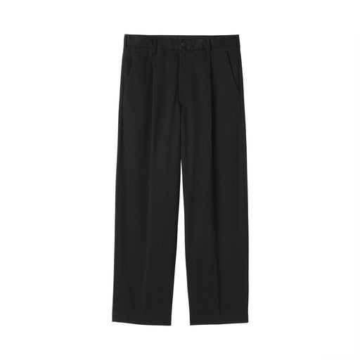 Chino Pleated Wide Pants Black MUJI
