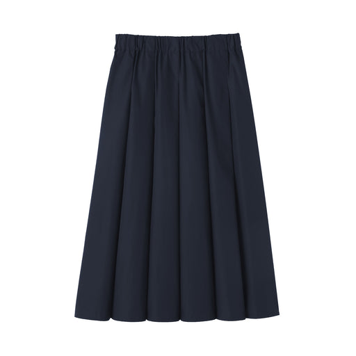 Labo Polyester Cotton Tuck Skirt Navy MUJI