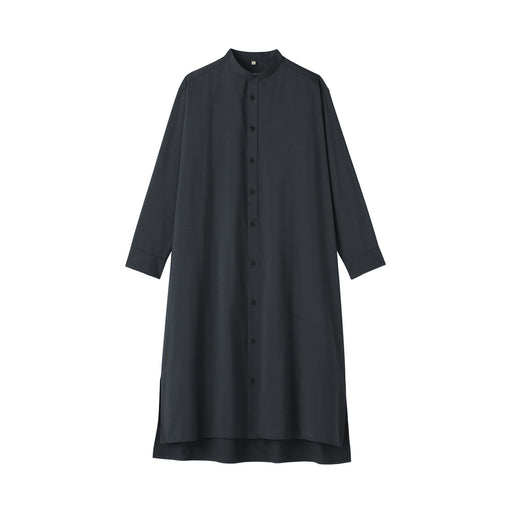 Labo Modal Blend Relaxed Shirt Dress Dark Navy Stripe MUJI