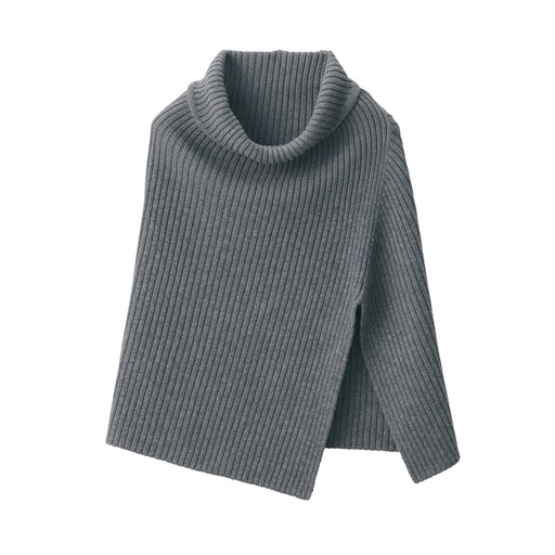 Non-Itchy Merino Wool Poncho Gray MUJI