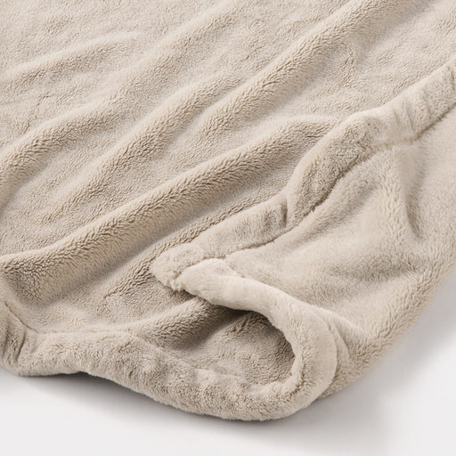 Recycled Polyester Warm Thick Blanket - Double Light Beige MUJI