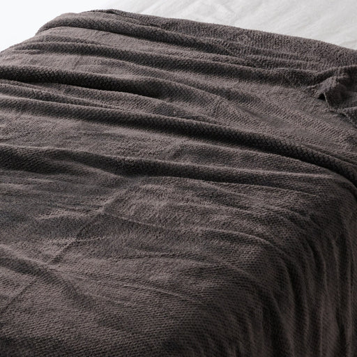 Recycled Polyester Warm Thin Blanket - Double Dark Gray Double (W70.9 x L78.7") MUJI