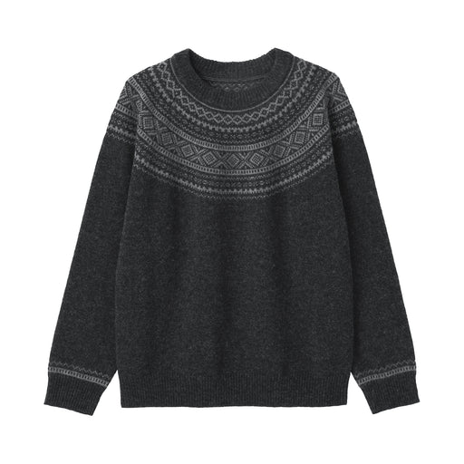 Andes Wool Jacquard Sweater Dark Gray MUJI