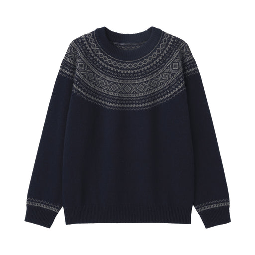 Andes Wool Jacquard Sweater Dark Navy MUJI