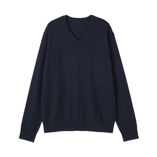 Wool V-Neck Sweater Dark Navy MUJI