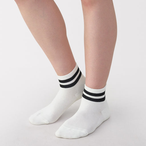 Pile Short Socks Off White Stripe 23-25cm (US W7-9 M5-7.5) MUJI