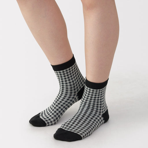 Loose Top Short Socks Black Pattern MUJI