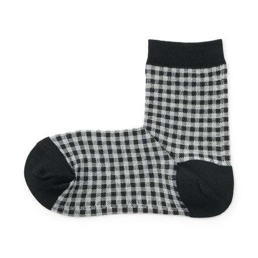 Loose Top Short Socks Black Pattern MUJI