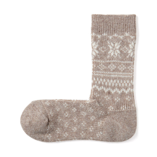 Loose Top Wool Mix Socks Mocha Brown Pattern 23-25cm (US W7-9 M5-7.5) MUJI