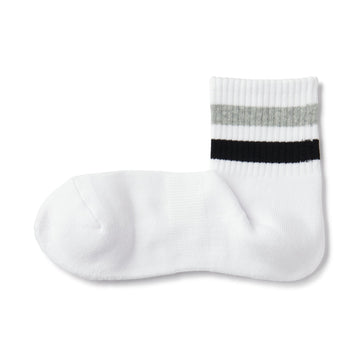 Pile Striped Short Socks White Stripe MUJI