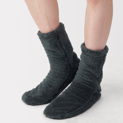 Boa Fleece Cozy Socks Dark Gray 25-27cm (US W9-11 M7.5-10) MUJI