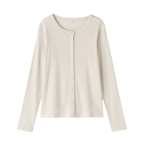 Lyocell Blend Rib Cardigan Off White MUJI