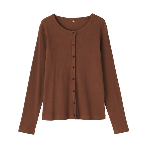 Lyocell Blend Rib Cardigan Brown MUJI